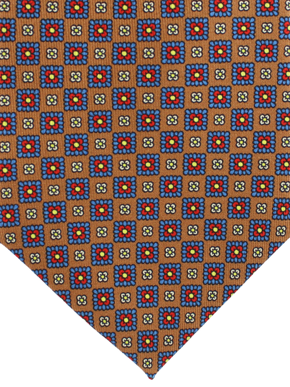 E. Marinella Tie Brown Floral Design - Wide Necktie