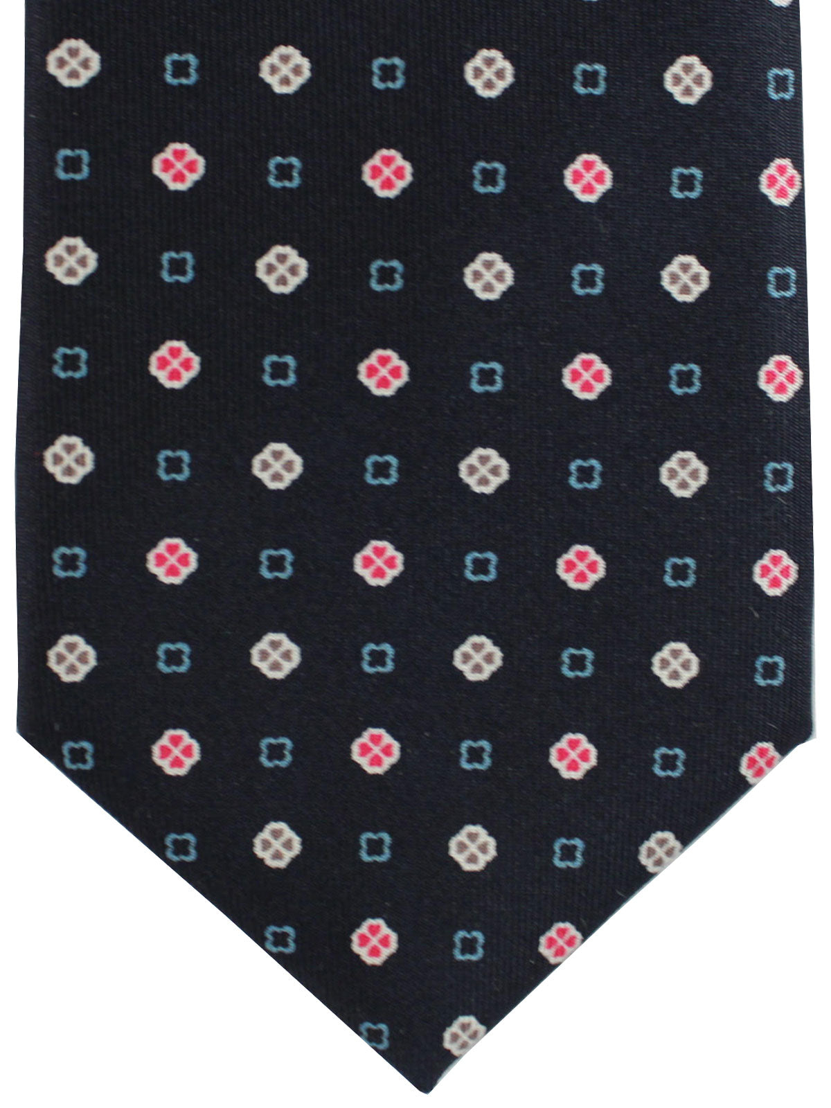E. Marinella Tie Dark Blue Geometric - Sartorial Hand Made Ties