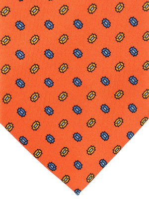 E. Marinella Tie Orange Geometrc Design - Wide Necktie