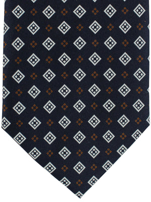 E. Marinella Silk Tie Black Brown Geometric