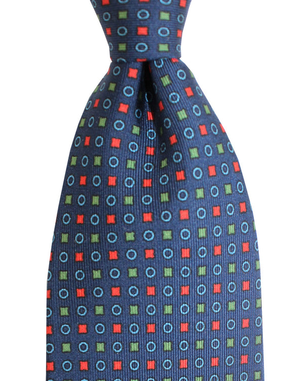 E. Marinella Tie Classic Navy Green Red Geometric Tie Deals