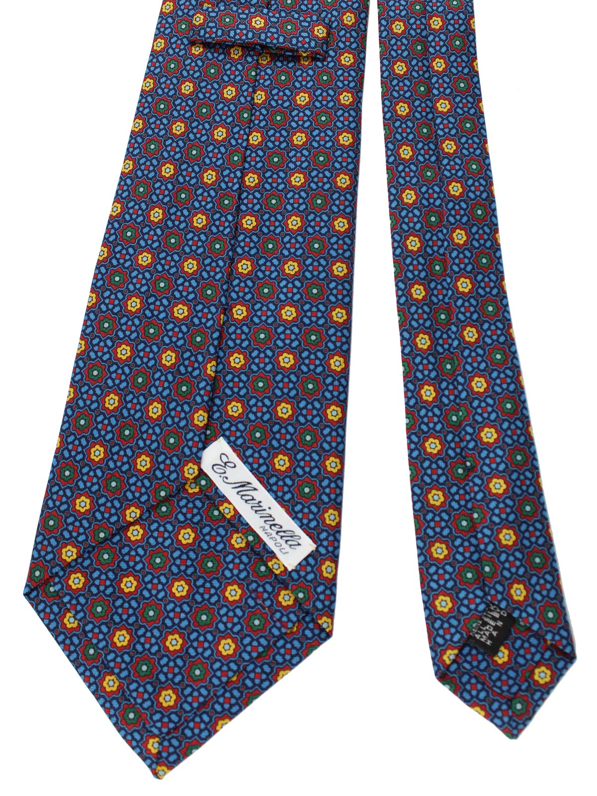 E. Marina Silk Tie Dark Blue Brown Design - Wide Necktie