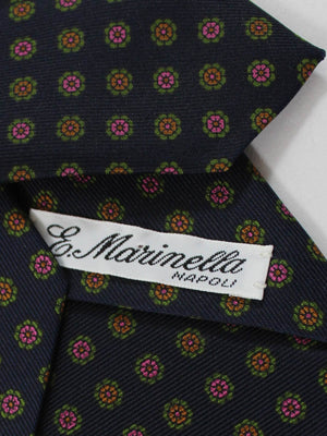 E. Marinella Silk Tie Dark Blue Pink Green Geometric