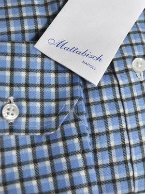 Mattabisch Sport Shirt Blue Black Plaid Check