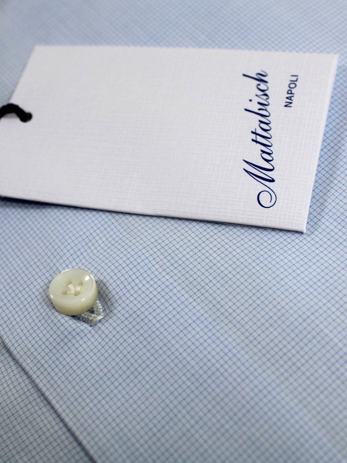 Mattabisch Dress Shirt White Blue Mini Grid
