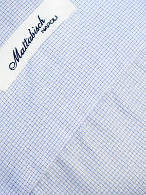 Mattabisch Napoli Shirt White Blue Micro Check 40 - 15 3/4 SALE