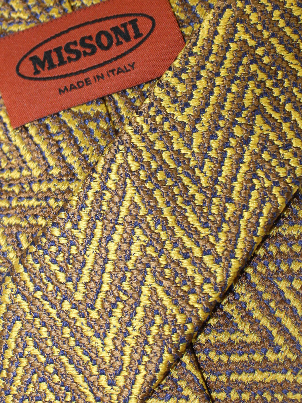 Missoni Tie Olive Brown Zig Zag Design