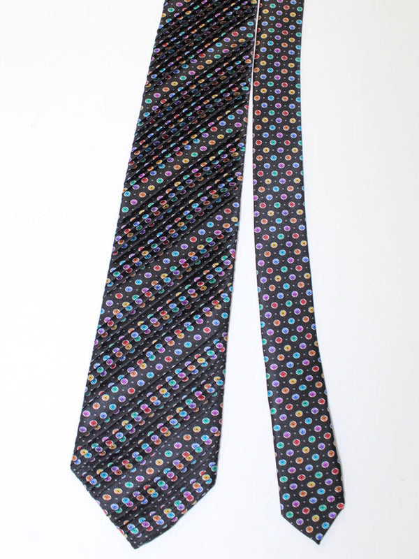 Vitaliano Pancaldi Pleated Silk Tie Black Multicolored Geometric SALE ...