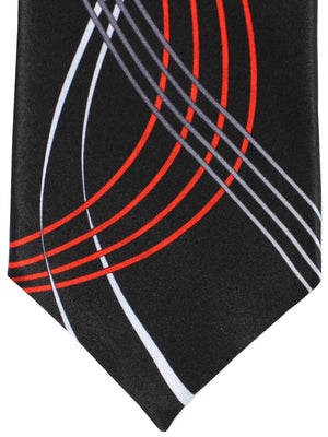 Vitaliano Pancaldi Tie Black Gray Red Swirl Design