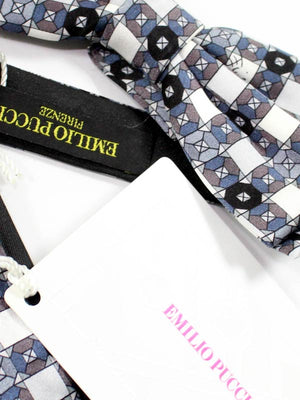 Emilio Pucci Silk Bow Tie Gray White Black - Made In Italy