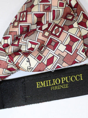 Emilio Pucci Silk Bow Tie Pink Gemoetric - Pre Tied