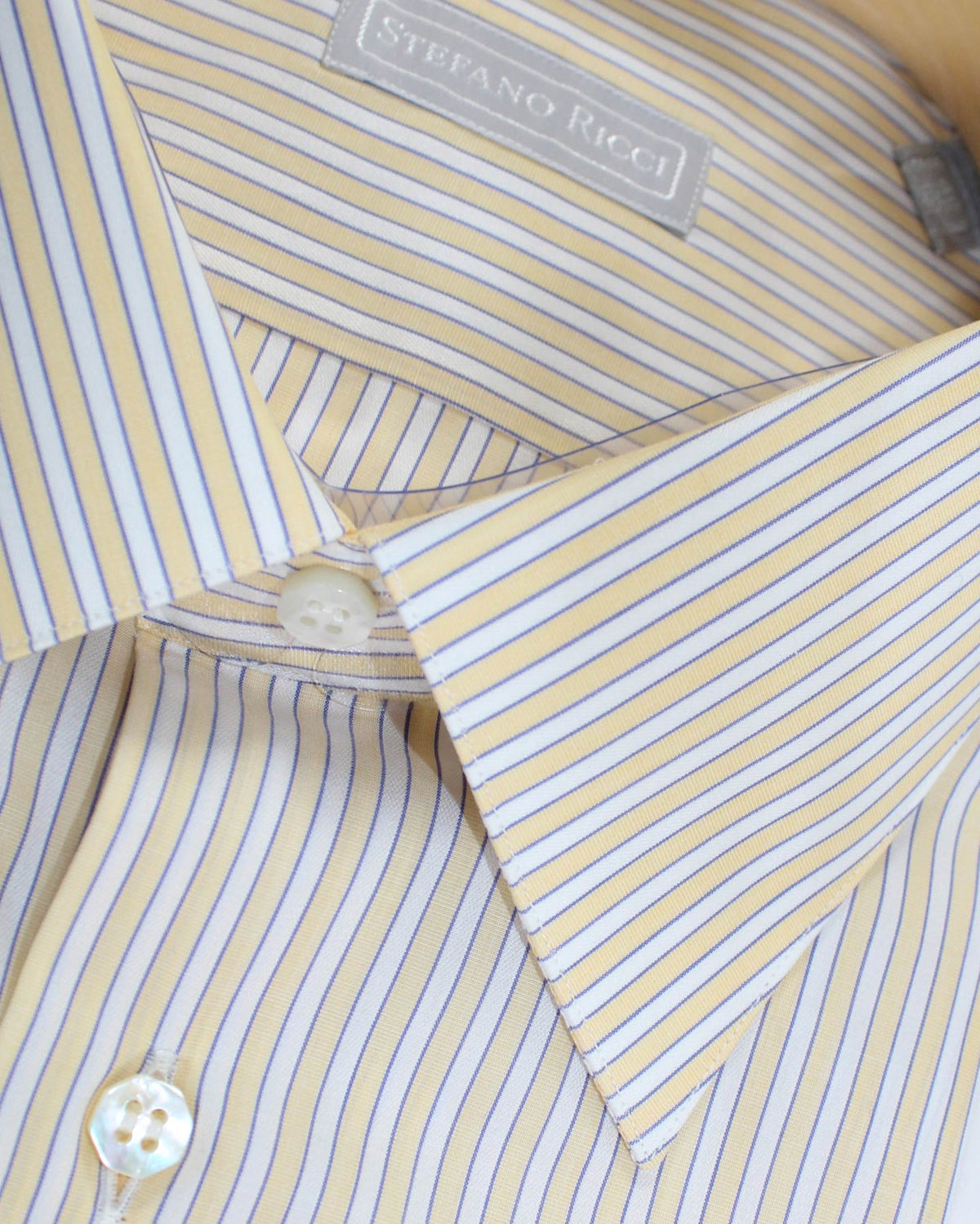 Stefano Ricci Dress Shirt White Orange Blue Striped Design 42 - 16 1/2 SALE