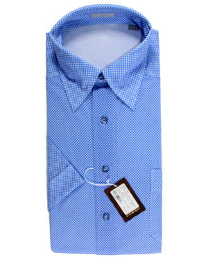 Stefano Ricci Short Sleeve Shirt Royal Blue Pattern S