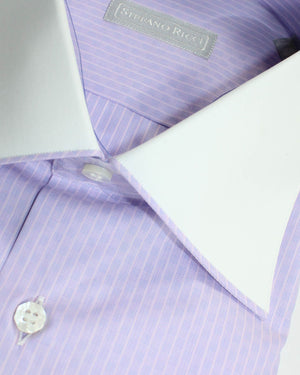 Stefano Ricci Dress Shirt Lilac Stripes New