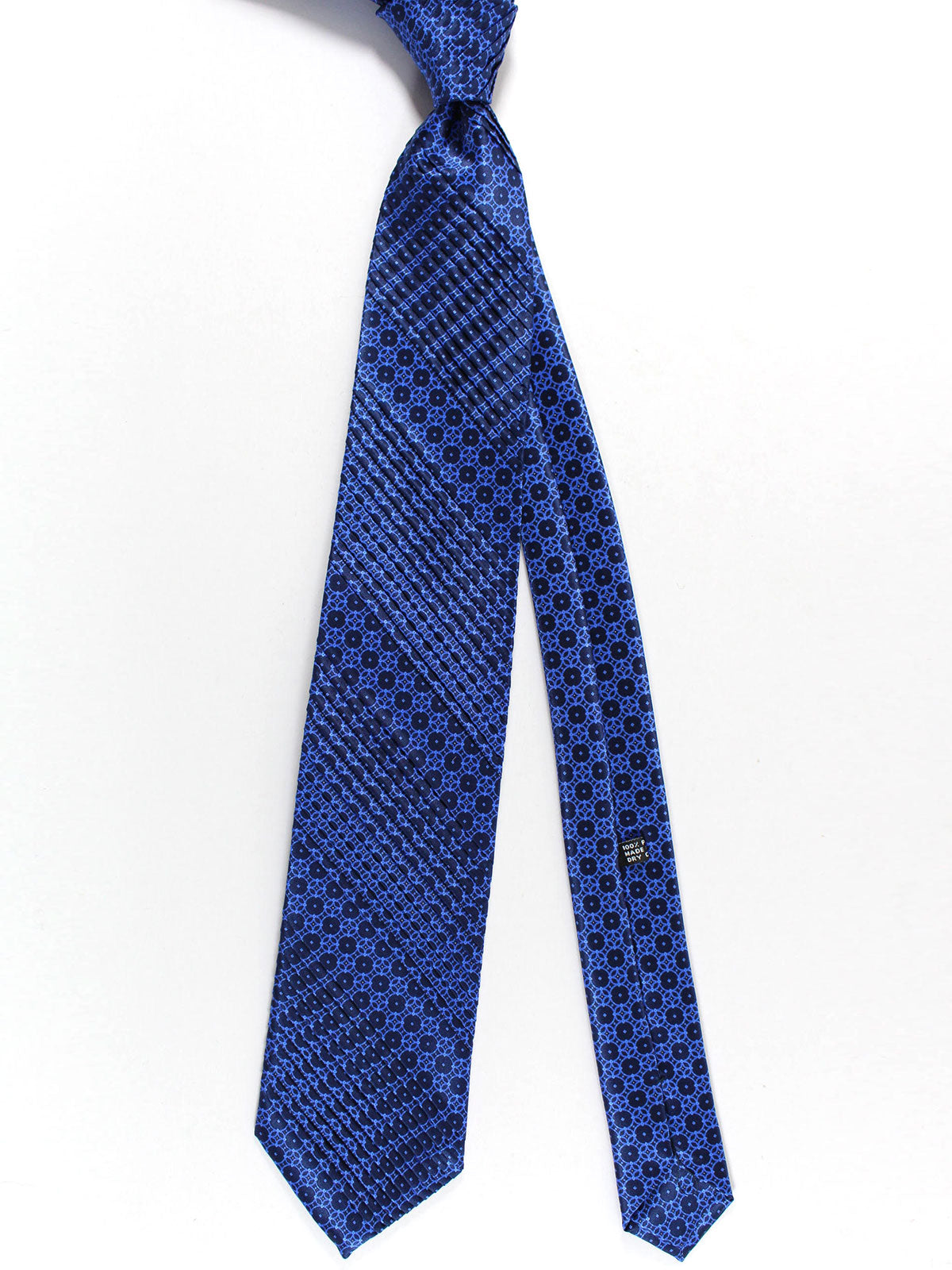 Stefano Ricci Tie Royal Blue Dark Blue Geometric - Pleated Silk