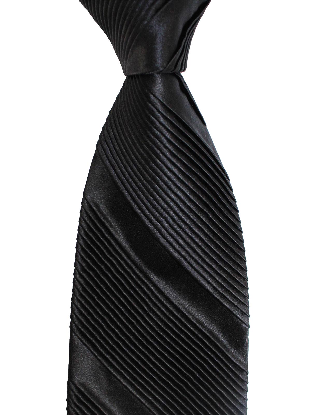 Stefano Ricci Pleated Silk Tie Black Solid Design
