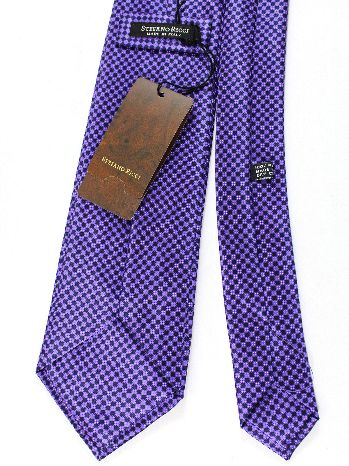 Stefano Ricci Tie Purple Geometric - Pleated Silk Necktie - Tie Deals