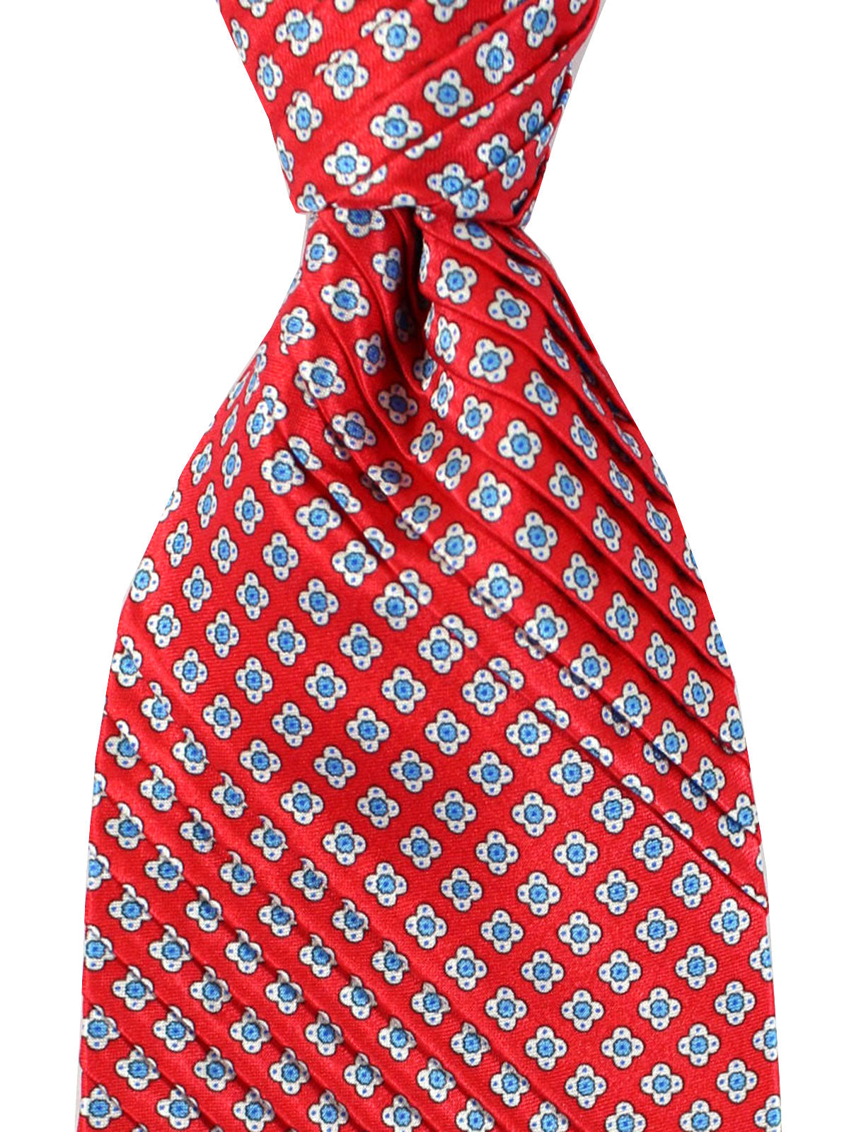 Stefano Ricci Tie Red Blue Geometric - Pleated Silk
