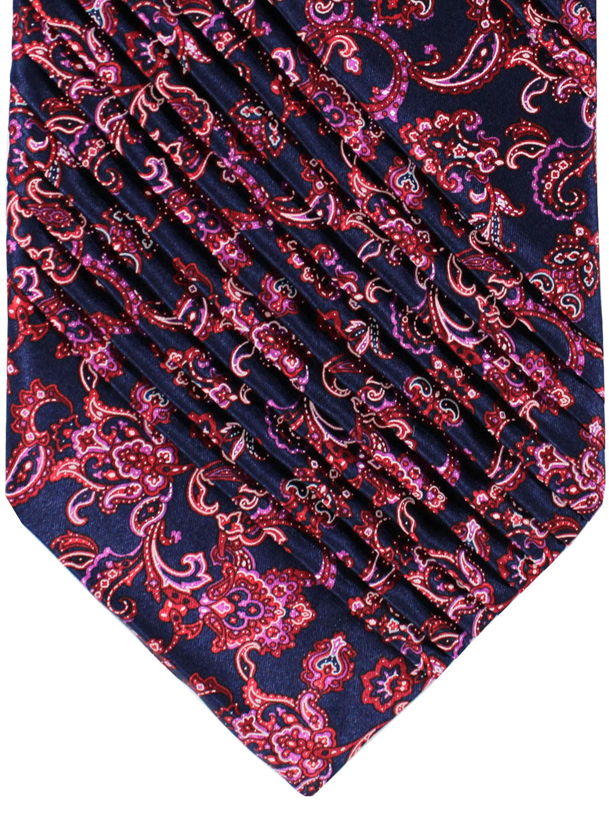 Stefano Ricci Tie Dark Blue Red Pink Ornamental - Pleated Silk