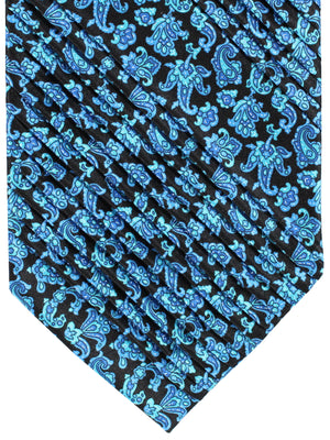 Stefano Ricci Tie Dark Blue Ornamental - Pleated Silk Necktie