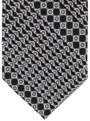Stefano Ricci Tie Black Gray Geometric - Pleated Silk Necktie