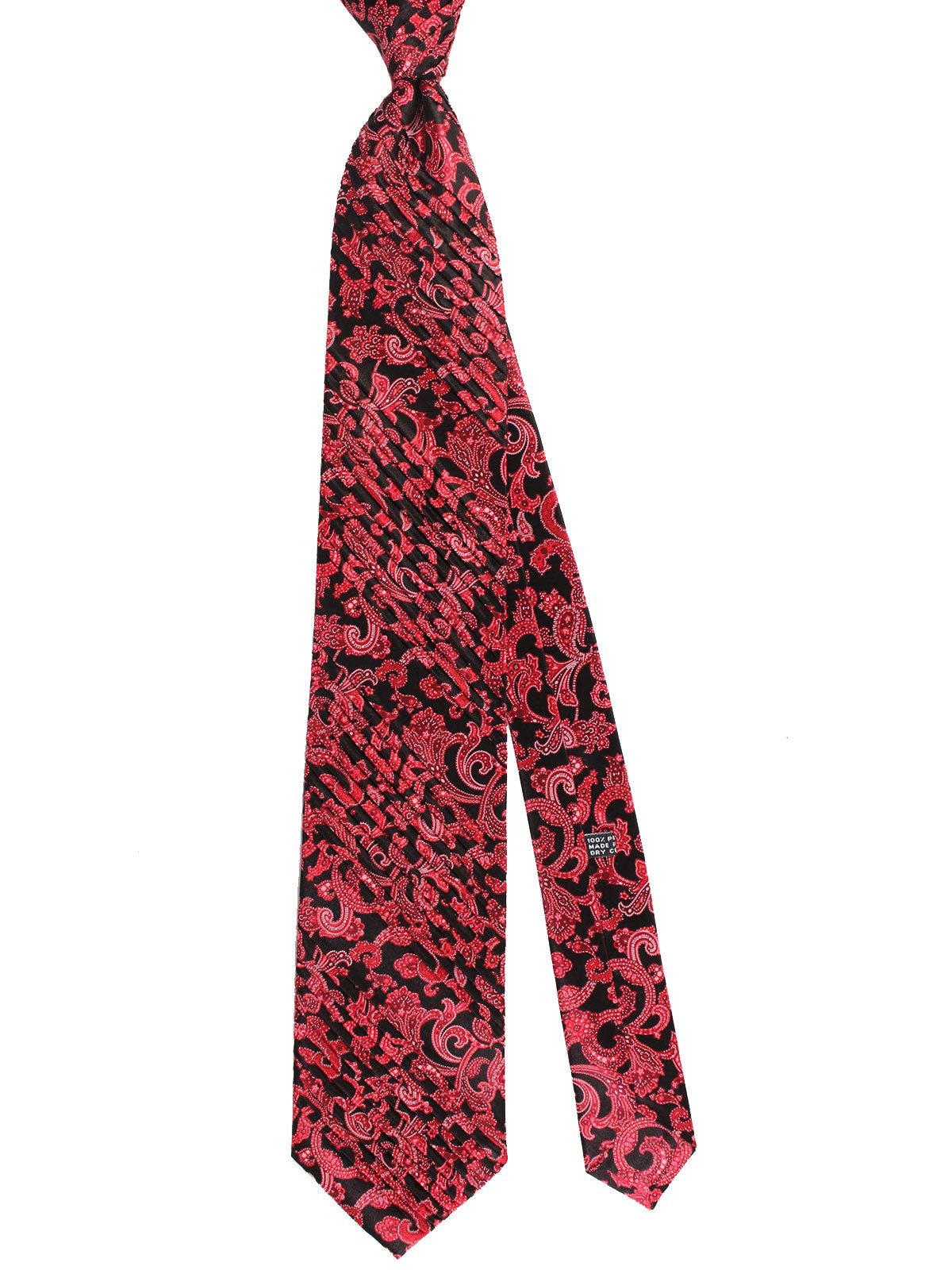 Stefano Ricci Tie Black Pink Ornamental - Pleated Silk Necktie