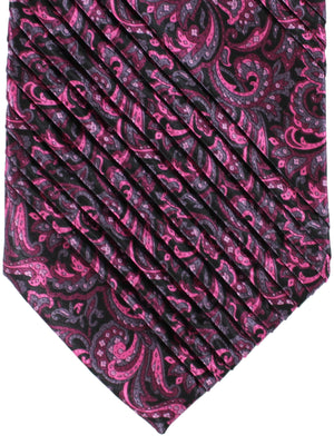 Stefano Ricci Pleated Silk Tie Black Gray Pink Purple Ornamental