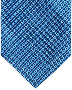 Stefano Ricci Tie Blue Geometric Design - Pleated Silk