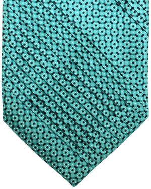 Stefano Ricci Tie Green Geometric - Pleated Silk