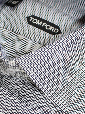 Tom Ford Dress Shirt White Black Geometric 