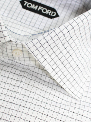 Tom Ford Dress Shirt White Black Graph Check