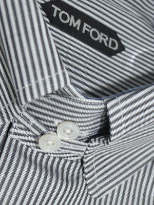 Tom Ford Slim Fit Dress Shirt White Black Stripes 38 - 15 REDUCED - SALE