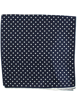 Tom Ford Silk Pocket Square Dark Blue White Dots