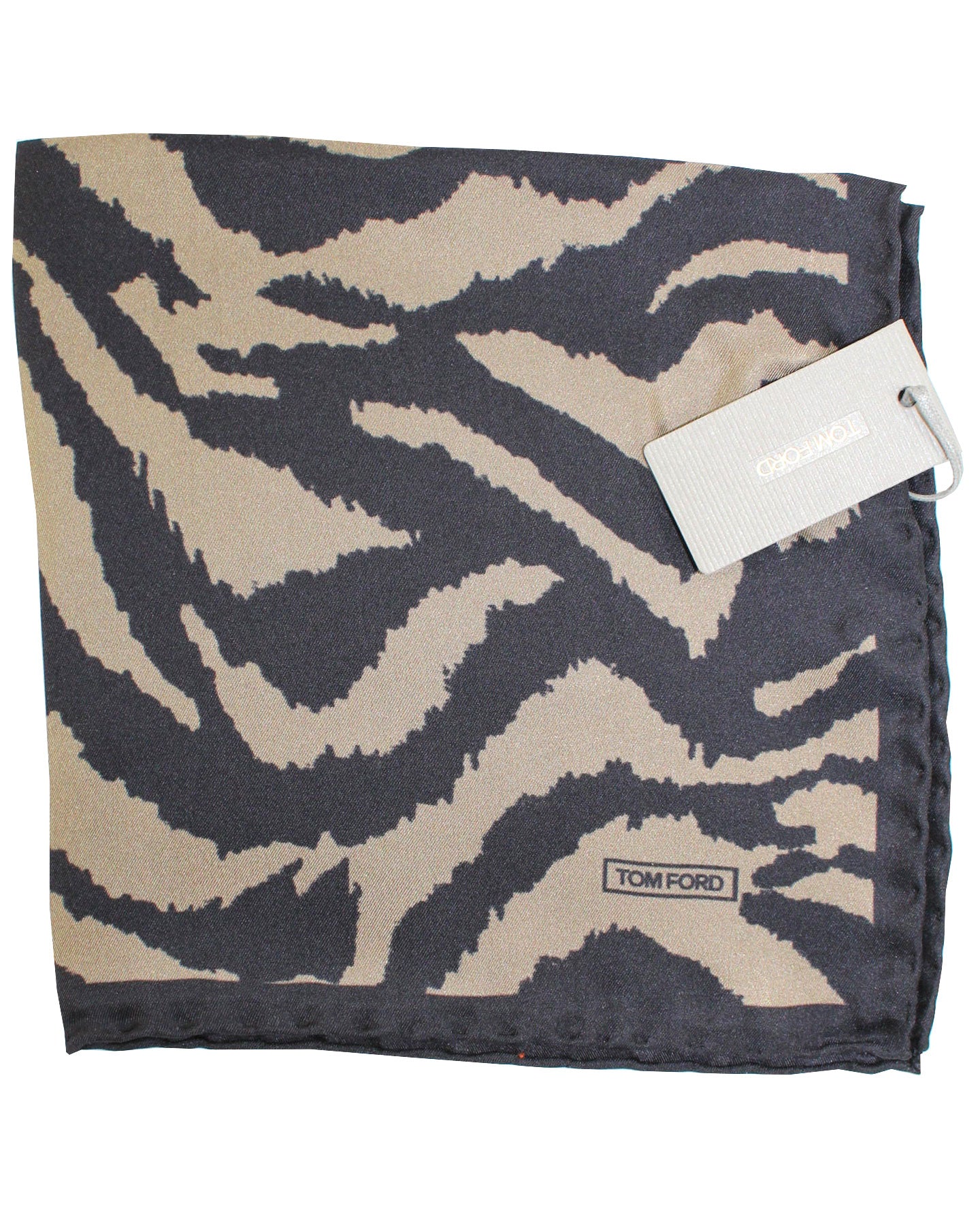 Tom Ford Pocket Square Black Taupe Leopard