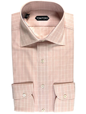 Tom Ford Dress Shirt Pink Plaid Modern Fit 39 - 15 1/2
