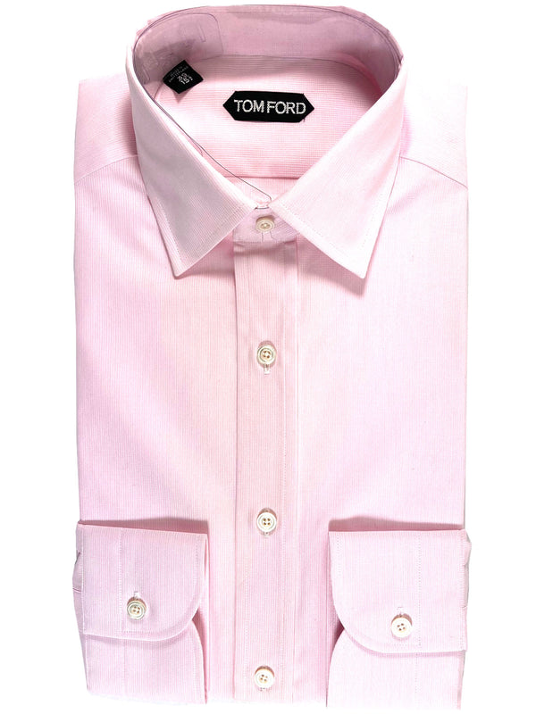 Tom Ford Men's Long-Sleeve Solid Dress Shirt, Pink, Men's, 39 EU (15.5 US) Shirts Tops Formal & Evening Dress Shirts