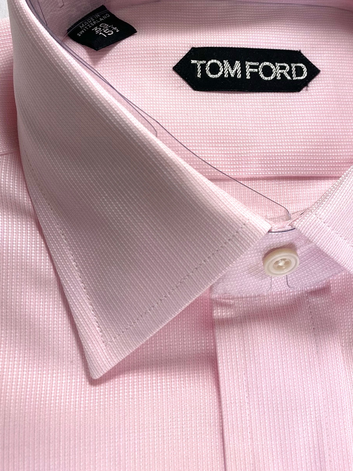 Tom Ford Dress Shirt Pink Grosgrain Modern Fit 39 - 15 1/2