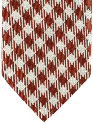 Tom Ford Tie White Silver Brown Gingham