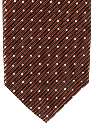 Tom Ford Tie Brown White Stripes Micro Dots Hand Made In Italy