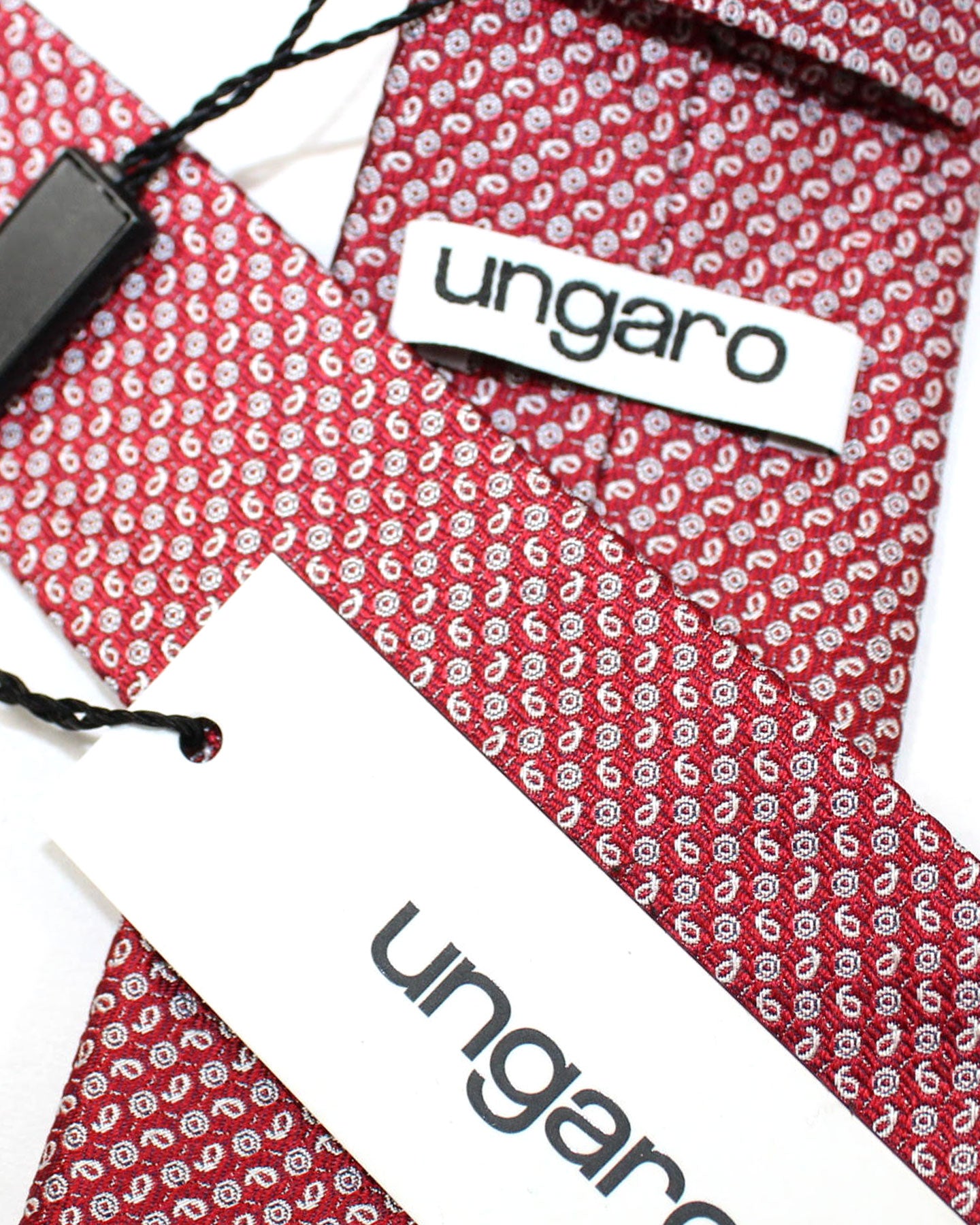 Ungaro Silk Tie Burgundy Geometric - Narrow Cut Designer Necktie