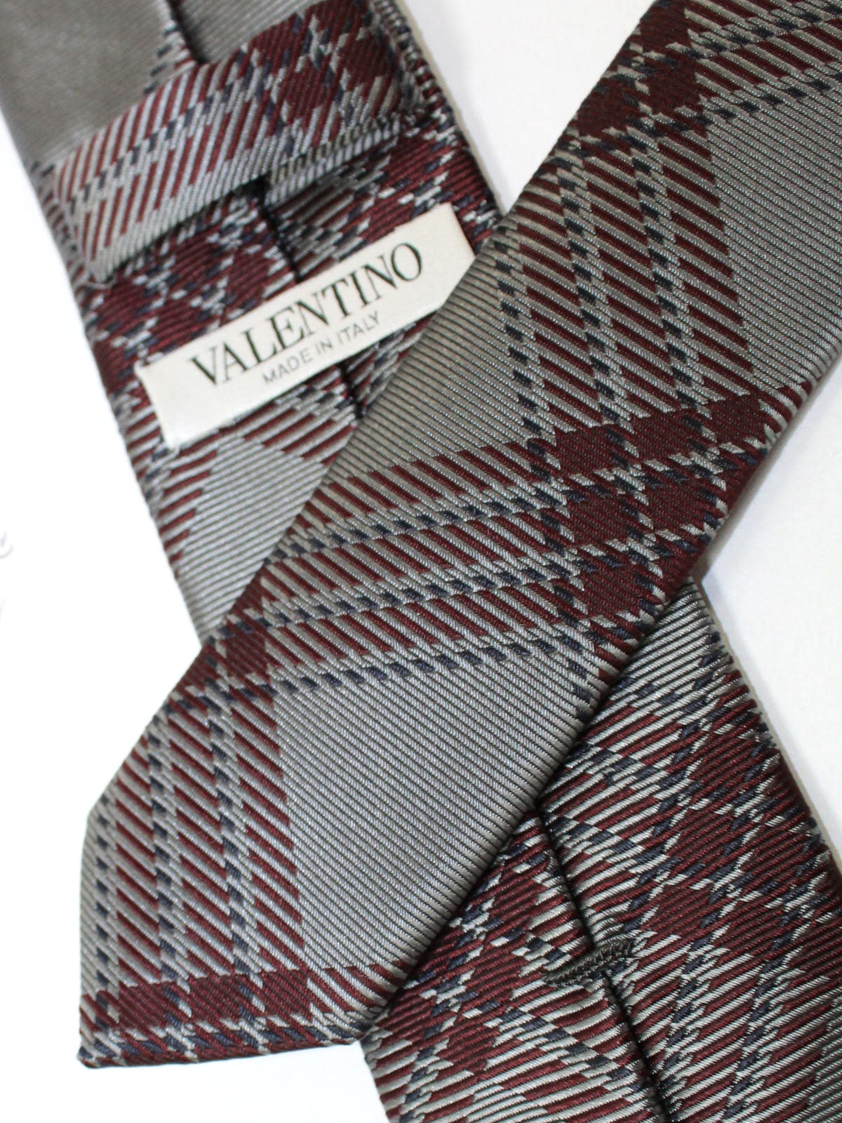 Valentino Skinny Tie - Gray Brown Glen check Design