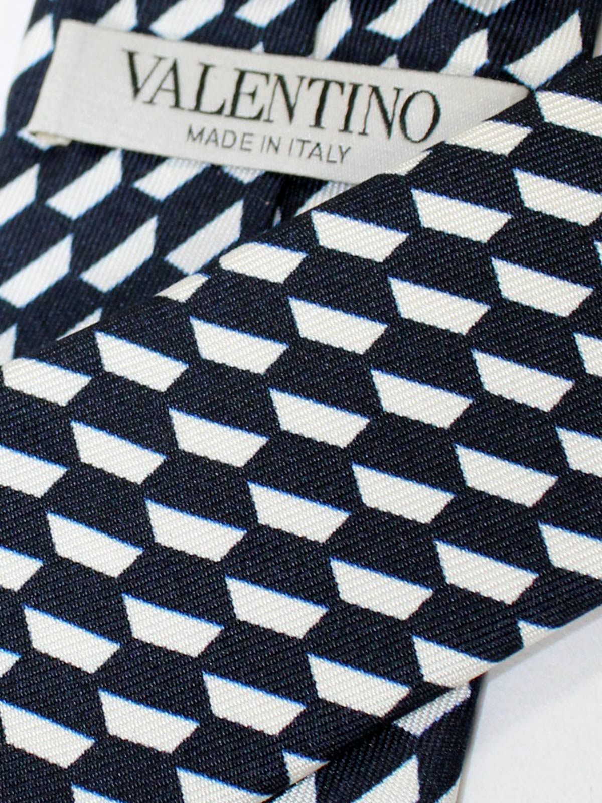 Valentino Skinny Tie - Black Geometric Design SALE - Tie Deals