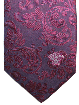 Versace Silk Tie Burgundy Purple Ornamental
