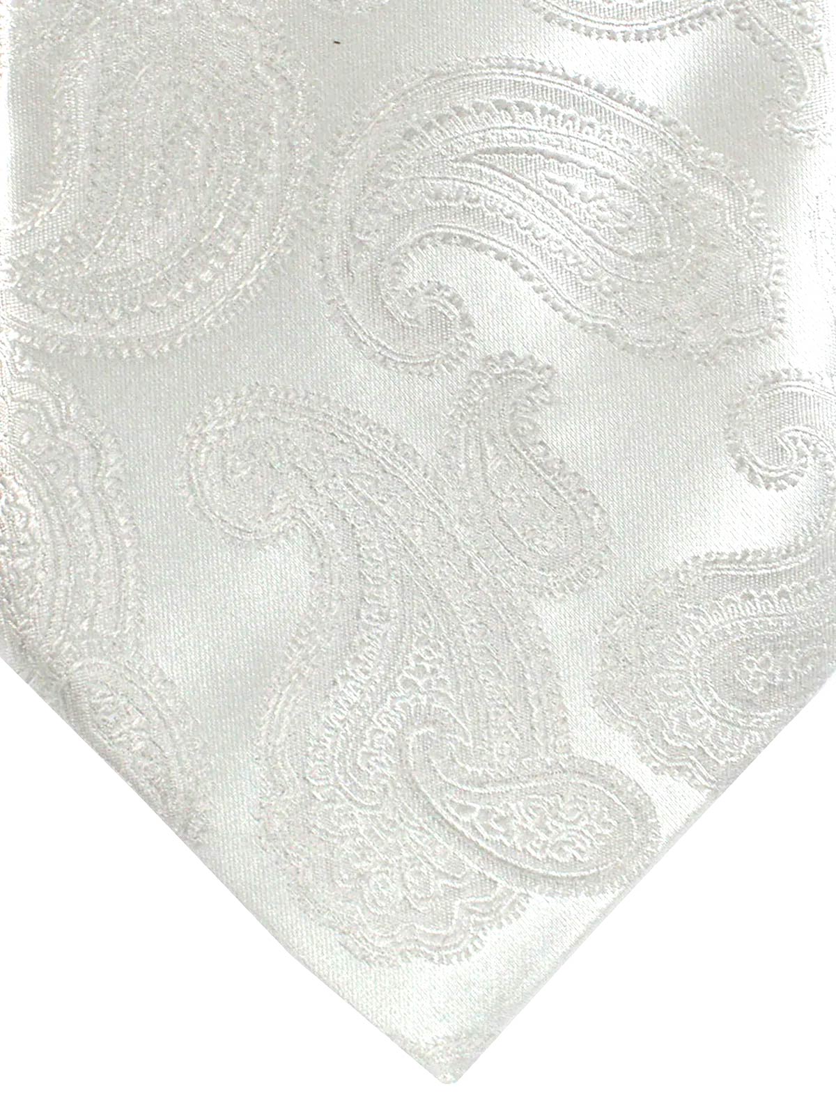 Zilli Silk Tie White Paisley - Wide Necktie