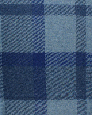 Ermenegildo Zegna Throw Blanket Blue Plaid Wool Alpaca Cashmere