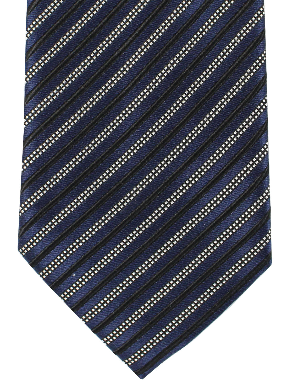 Ermenegildo Zegna Tie Dark Blue Silver Stripes