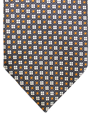 Ermenegildo Zegna Necktie Charcoal Gray Brown Geometric