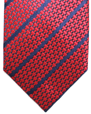 Ermenegildo Zegna Sevenfold Tie Red Blue Stripes - Zegna 5 Pieghe