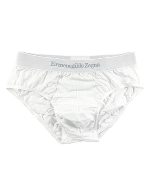 Zegna Underwear White Stretch Cotton Midi Brief