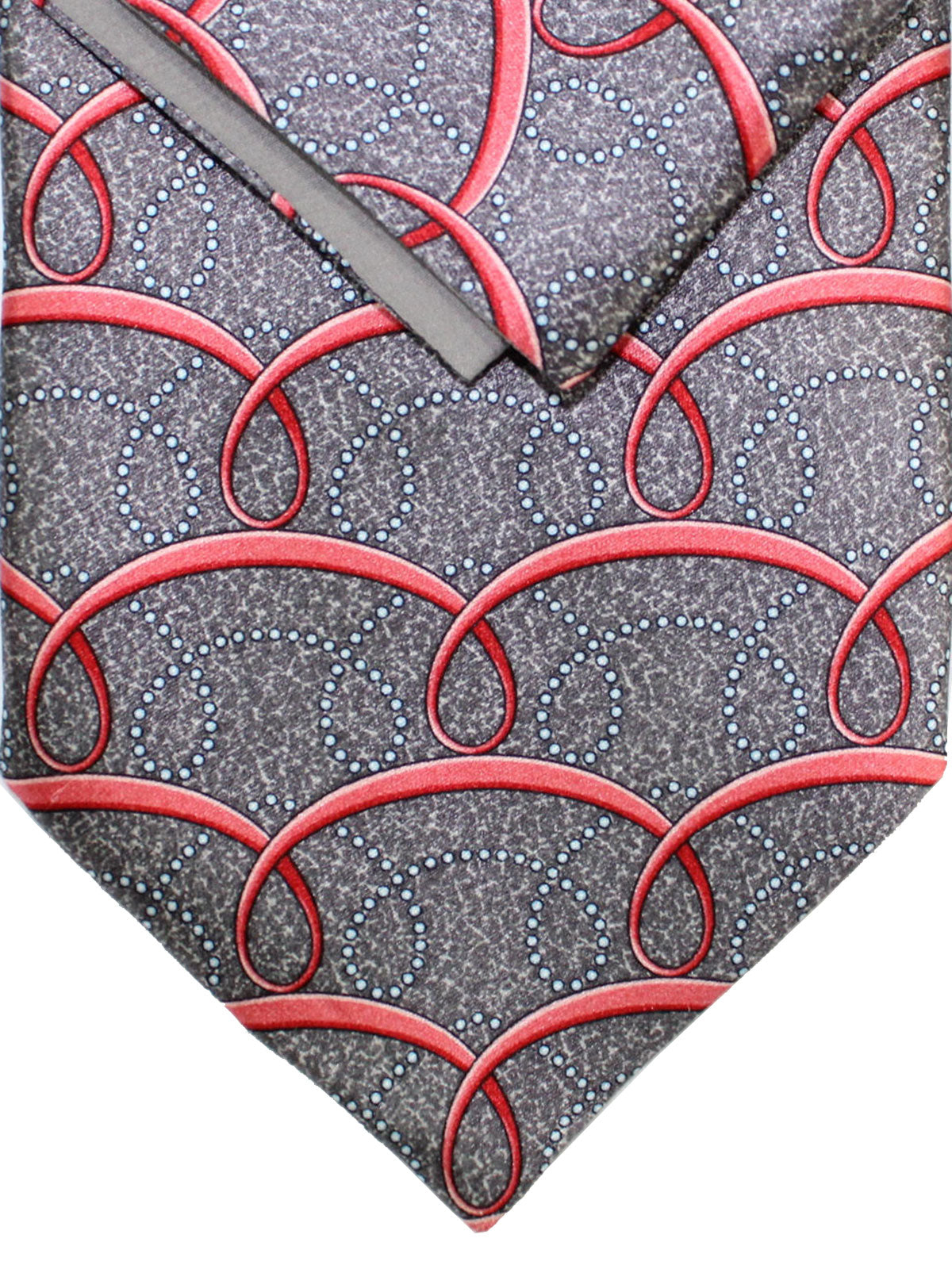Zilli Silk Tie & Pocket Square Set Gray Red Pink Design